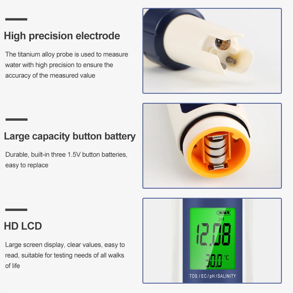Digital Water Tester - pH, EC and TDS Options