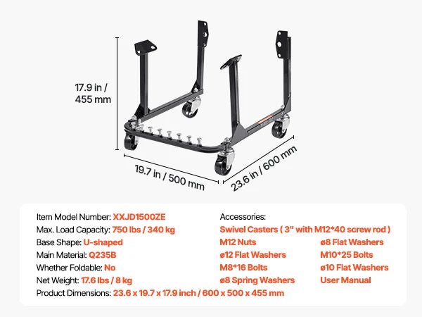 750 lbs Engine Stand with Swivel Casters for Stable Repair Work