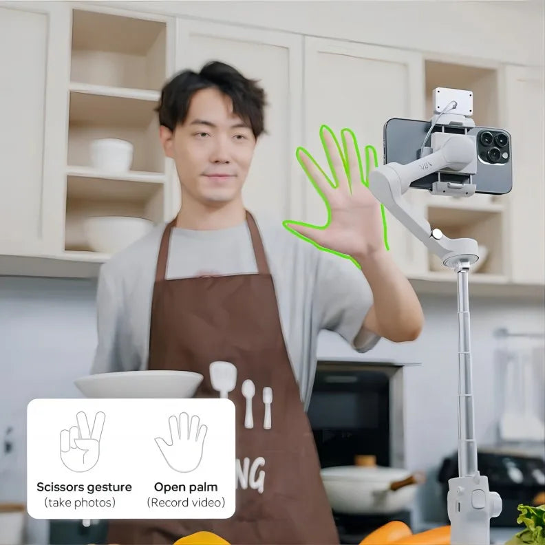 FeiyuTech VB4 3-tengelyes gimbal stabilizátor iPhone & Android számára, beépített selfie pálca, összecsukható kialakítás a vloggoláshoz, arcfelismerés