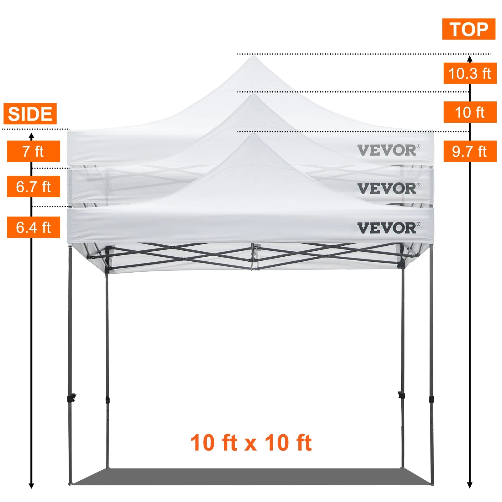 SucceBuy Tenda de Palco Pop Up 10x10 Alpendre ao Ar Livre com Paredes Laterais Removíveis e Bolsa com Rodas Abrigo Portátil Instantâneo para Festa/Acampamento