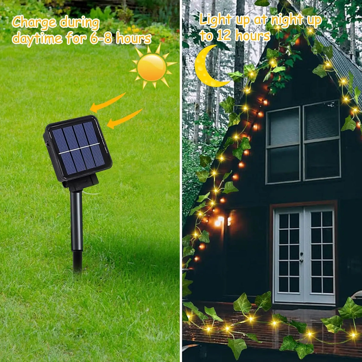 Svjetlosni niz s umjetnim lišćem na solarni pogon za vrt i terasu