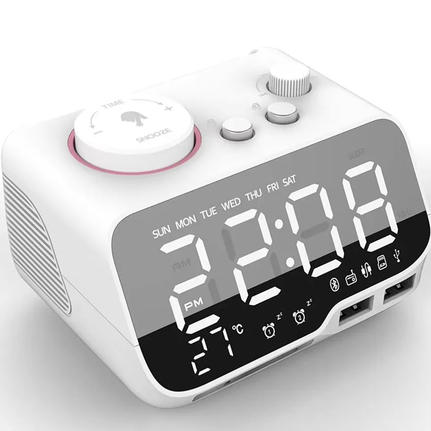 LED Alarm Clock Bluetooth Speaker with FM Radio & USB Charging