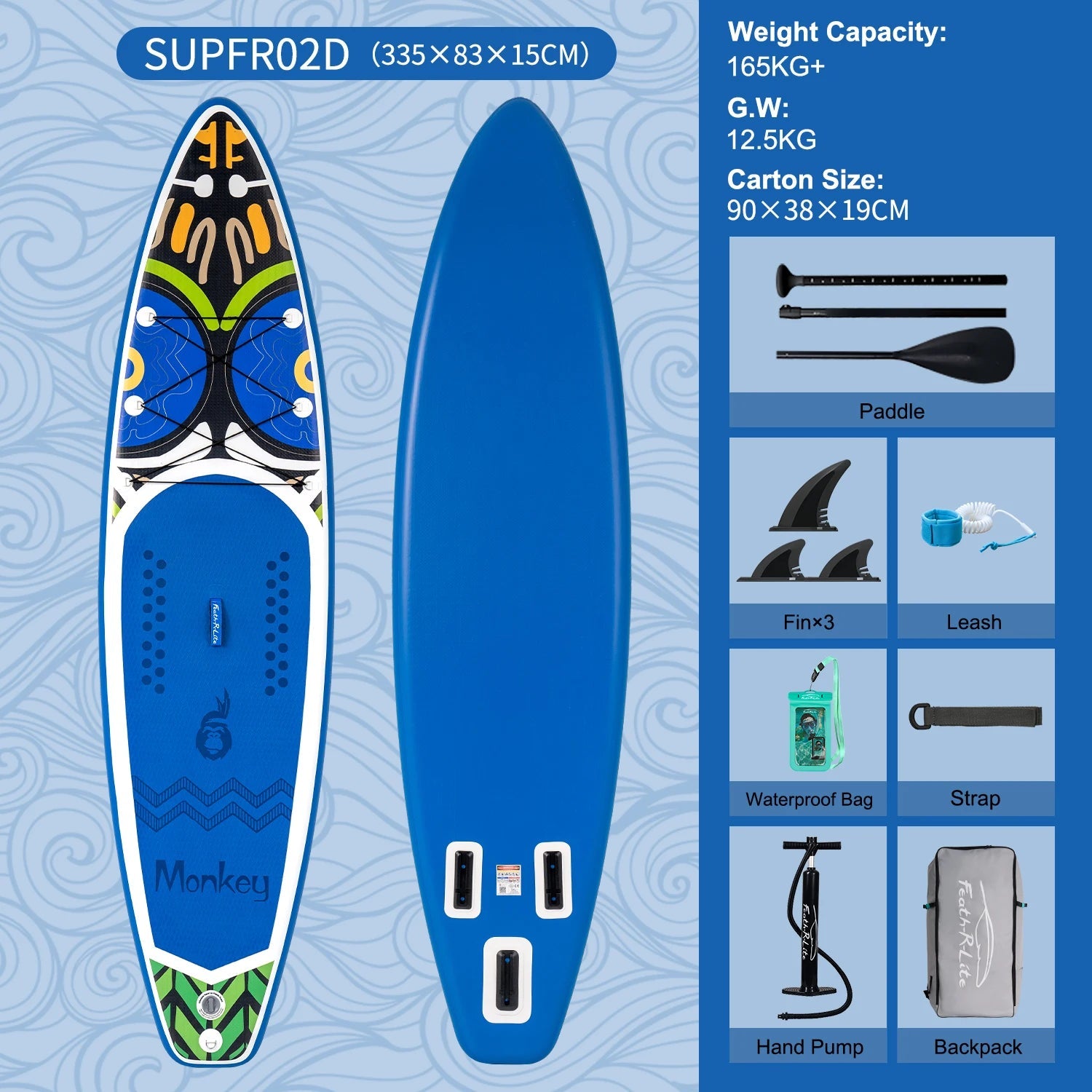 FunWater Inflatable Stand Up Paddle Board Paddling Board Surfboard Surf Sup Board 320-385CM Non-Slip Water Sport Paddle Board