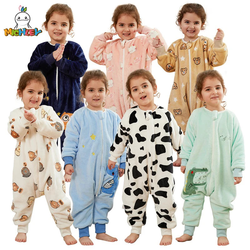 Cartoon Flannel Sleepsack Pajamas for Kids