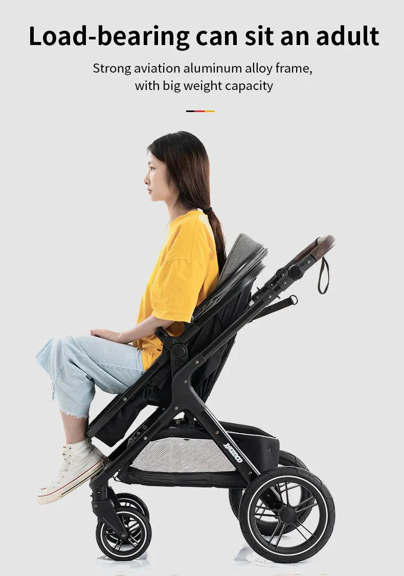 Luxury Baby Stroller 3 in1 Portable Travel Baby Carriage Fold Pram High Landscape Aluminum Frame Newborn Infant Stroller