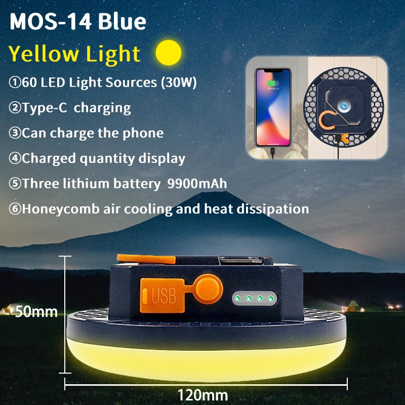 9900mAh Rechargeable Camping Lantern with Magnet and USB Charging