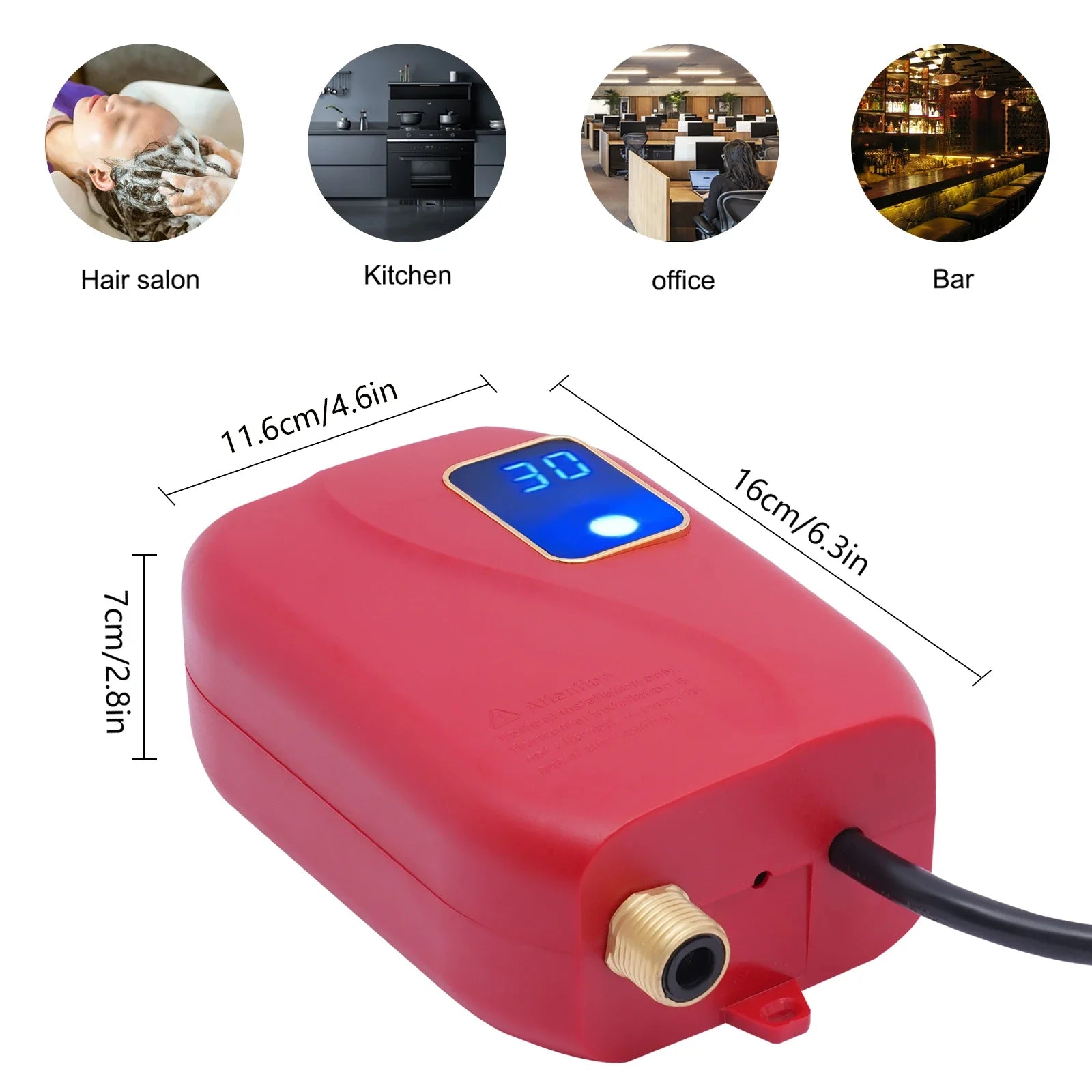 3000W Tankless Water Heater 110V Instant Hot Water with LED