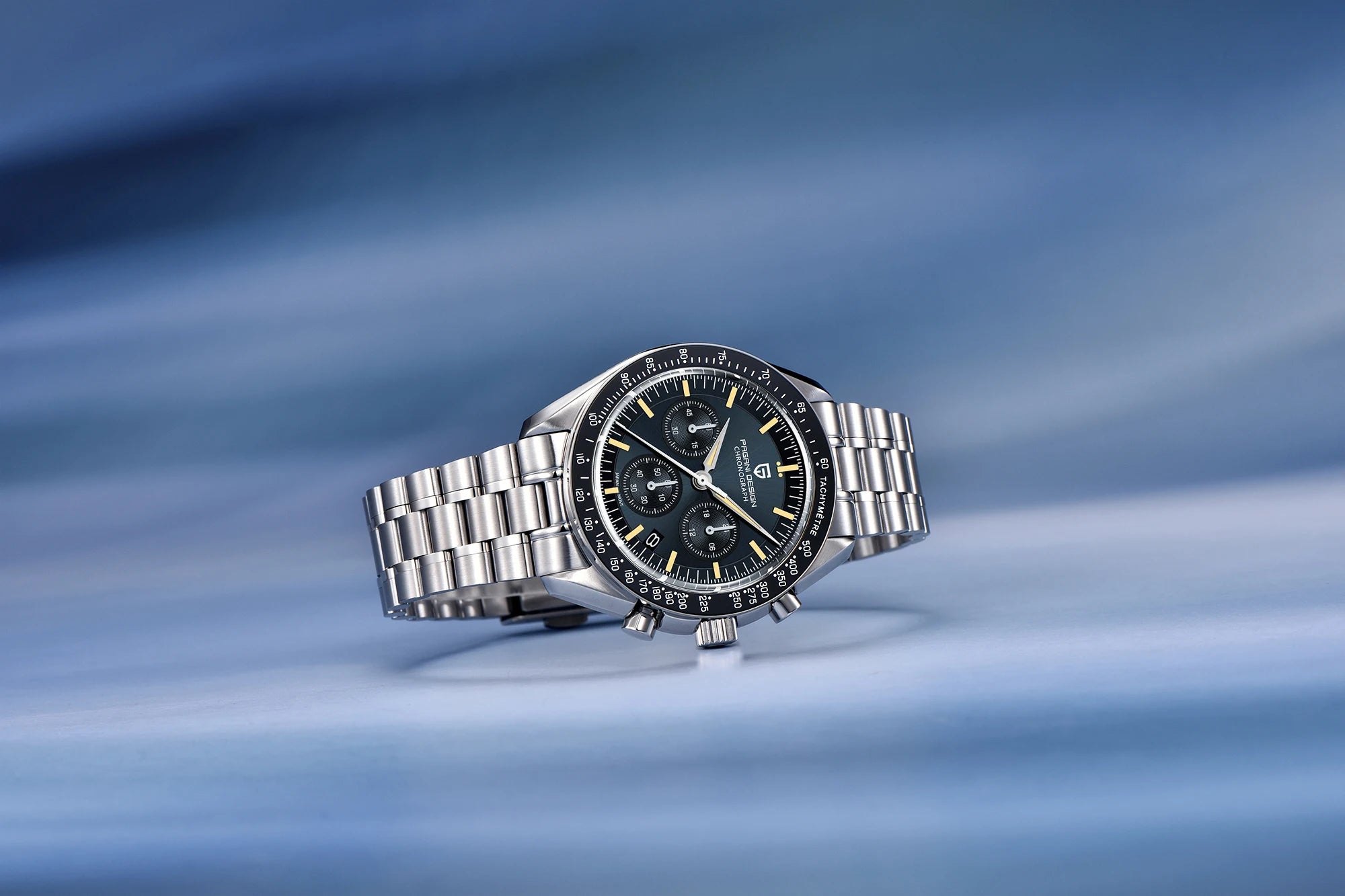 Orologio al quarzo in acciaio Pagani Design PD1701 Moonwatch Cronografo