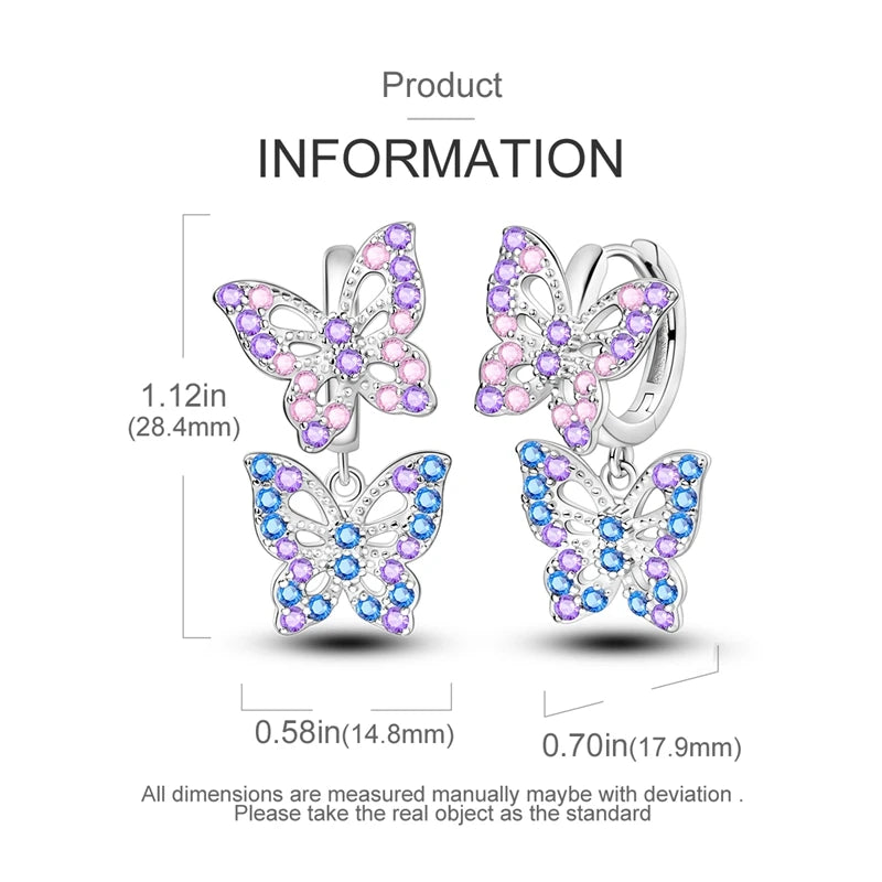 925 Sterling Silver Colored Zirconium Stars Hoop Earrings For Women Jewelry Anniversary WeddingMaking Jewelry Gift