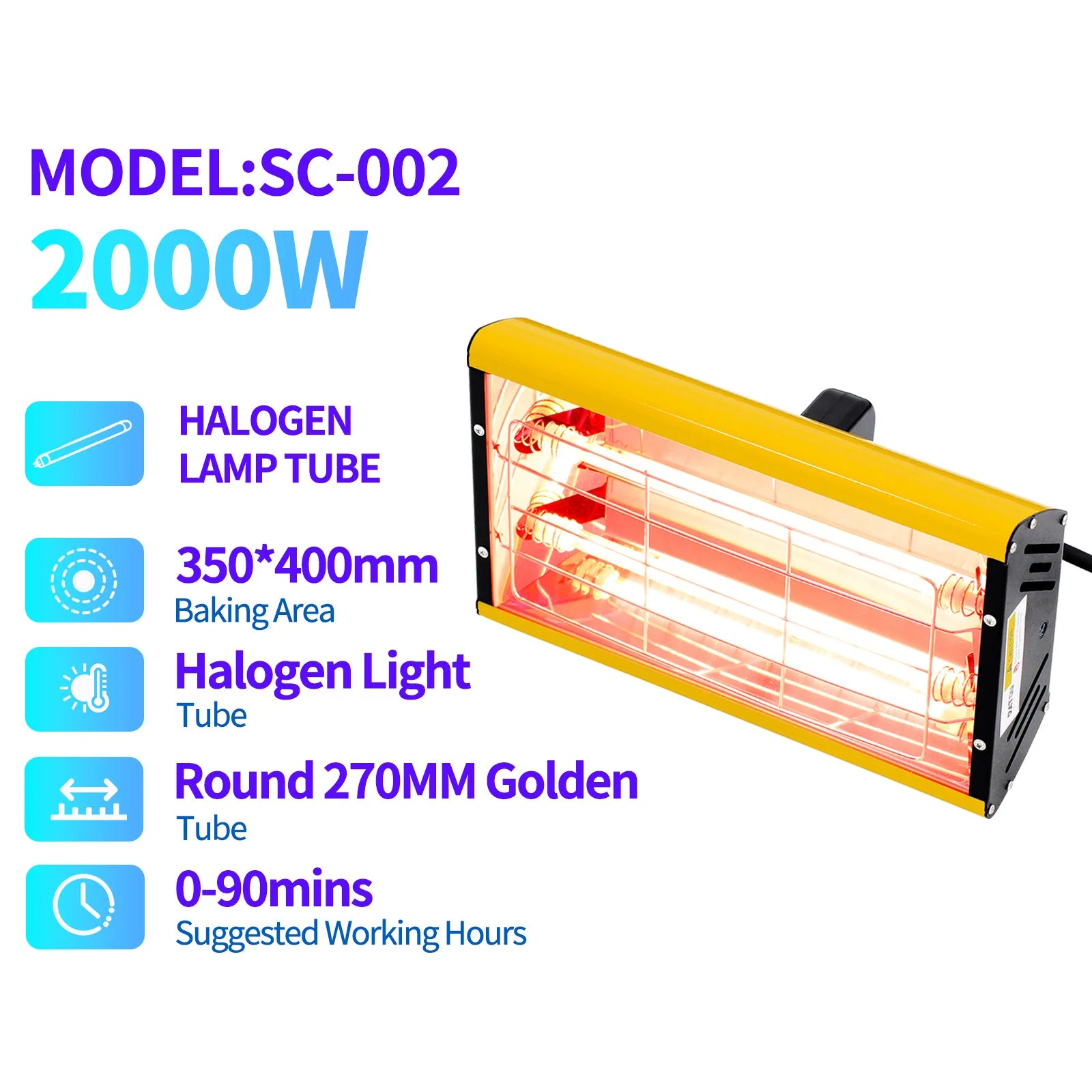 Portable Infrared Paint Curing Lamp 1000W/2000W for Car Repair