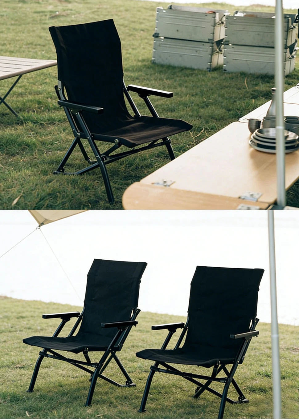 Folding Outdoor Chair with High Back and Handrails