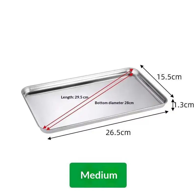 Rectangular Stainless Steel Serving Tray for Buffet and Home