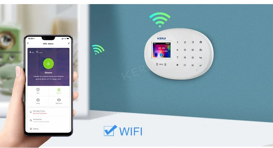 KERUI 433MHZ GSM+WiFi Heimalarm Kommt mit Tuya Smart Anti-Diebstahl Alarme Alarm System Kits Integrierte Batterie Sirene PIR Sensor