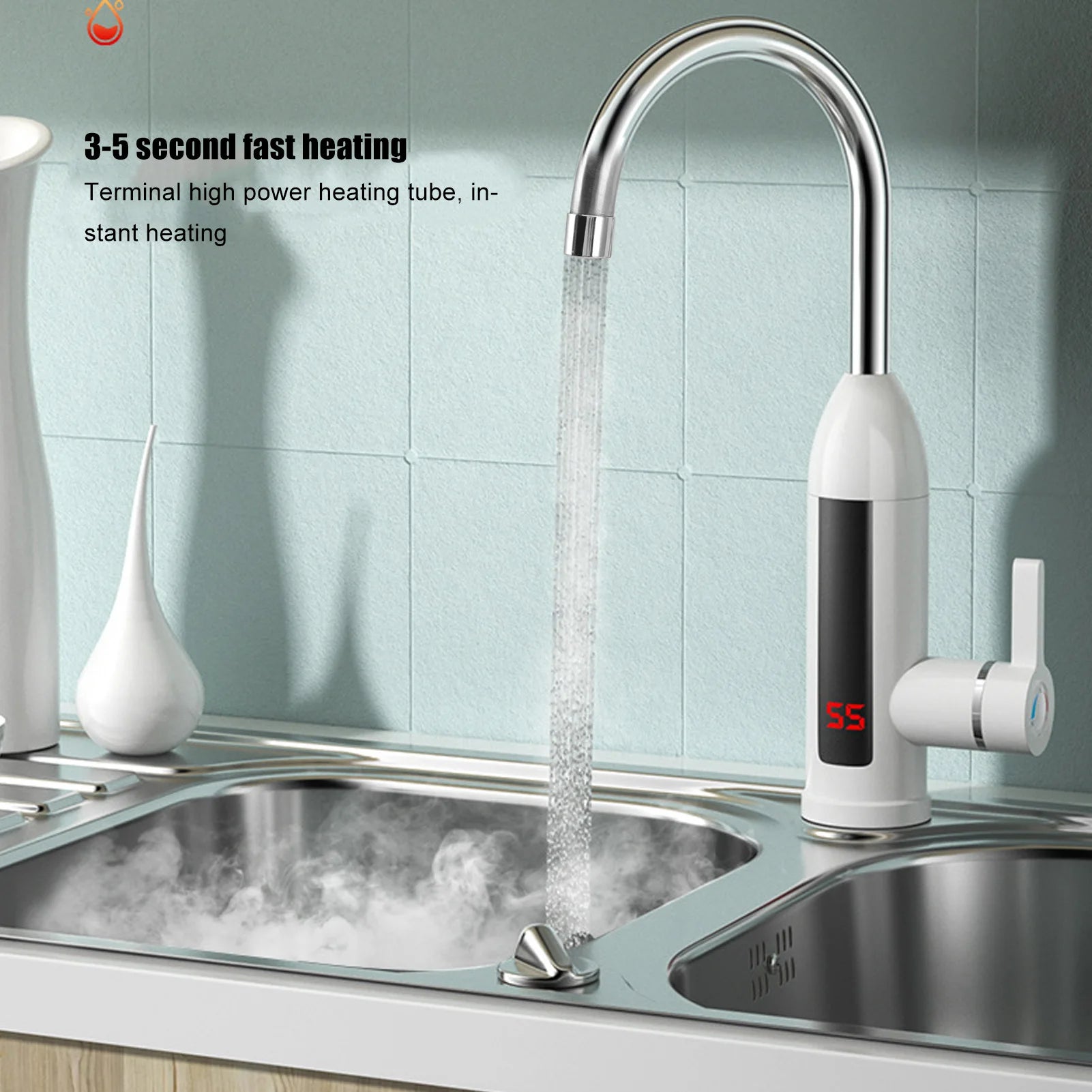Instant Hot Water Faucet 3000W Tankless Heater with Display