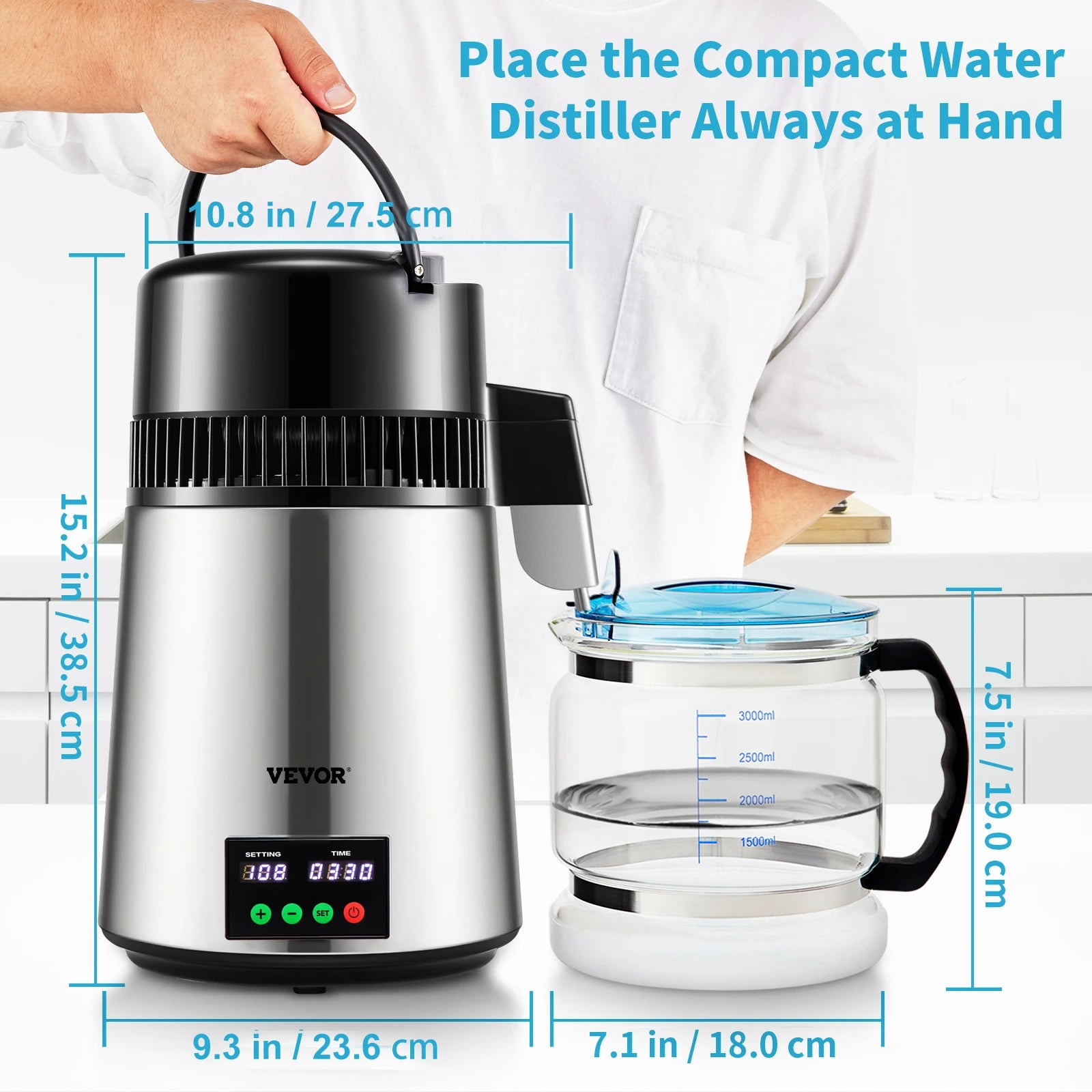 4L Countertop Water Distiller with 5-Stage Filtration & Touch Control
