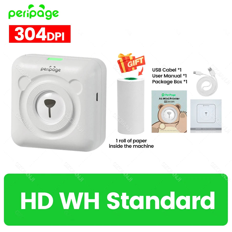 7 Colors Peripage A6 304DPI Mini Photo Printer Notes Sticker Label Printing Machine Bluetooth Portable Wireless Printer Marker