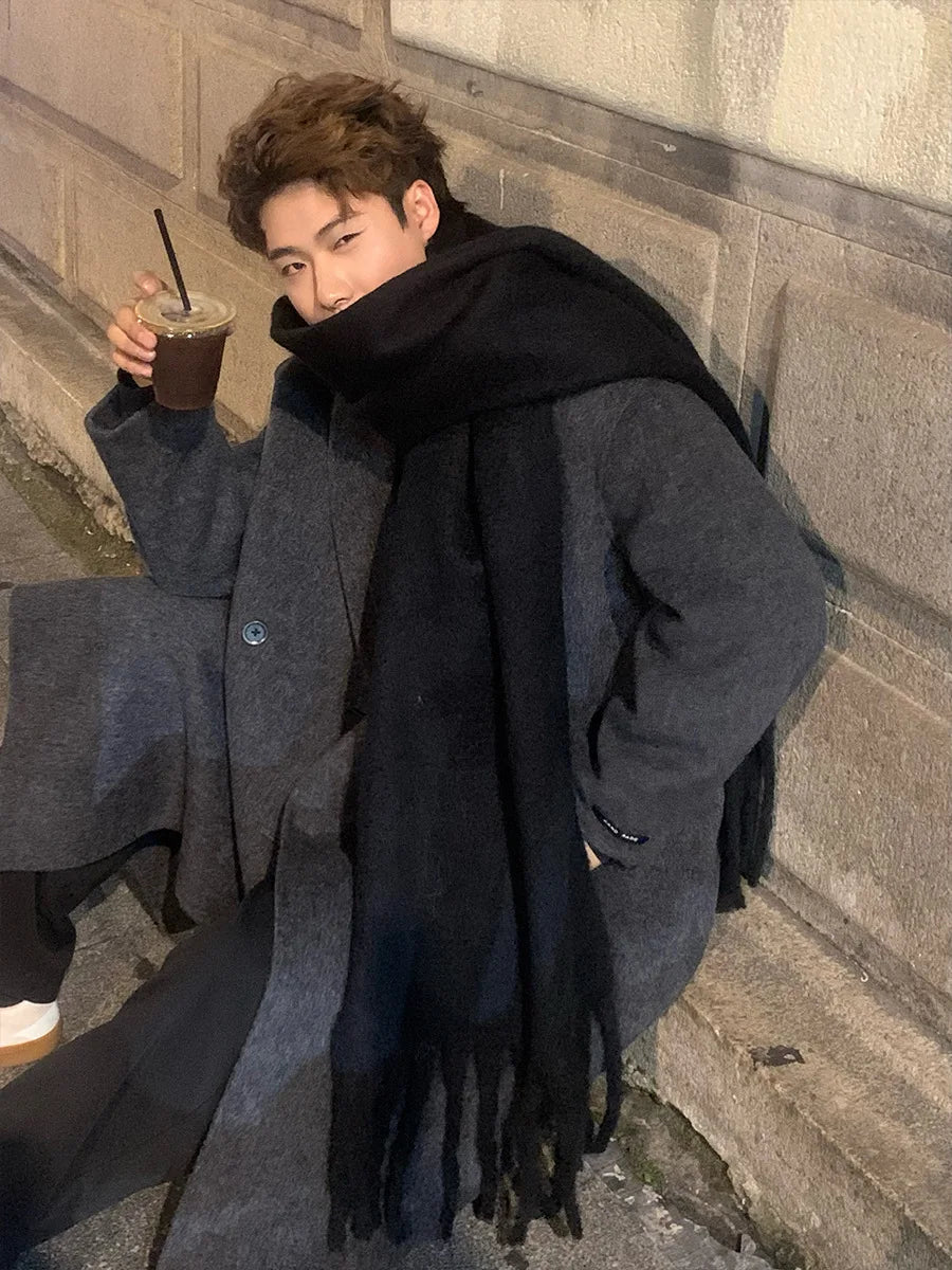 Kadın Bej Büyük Atkı – Kalınlaştırılmış Kış Şalı