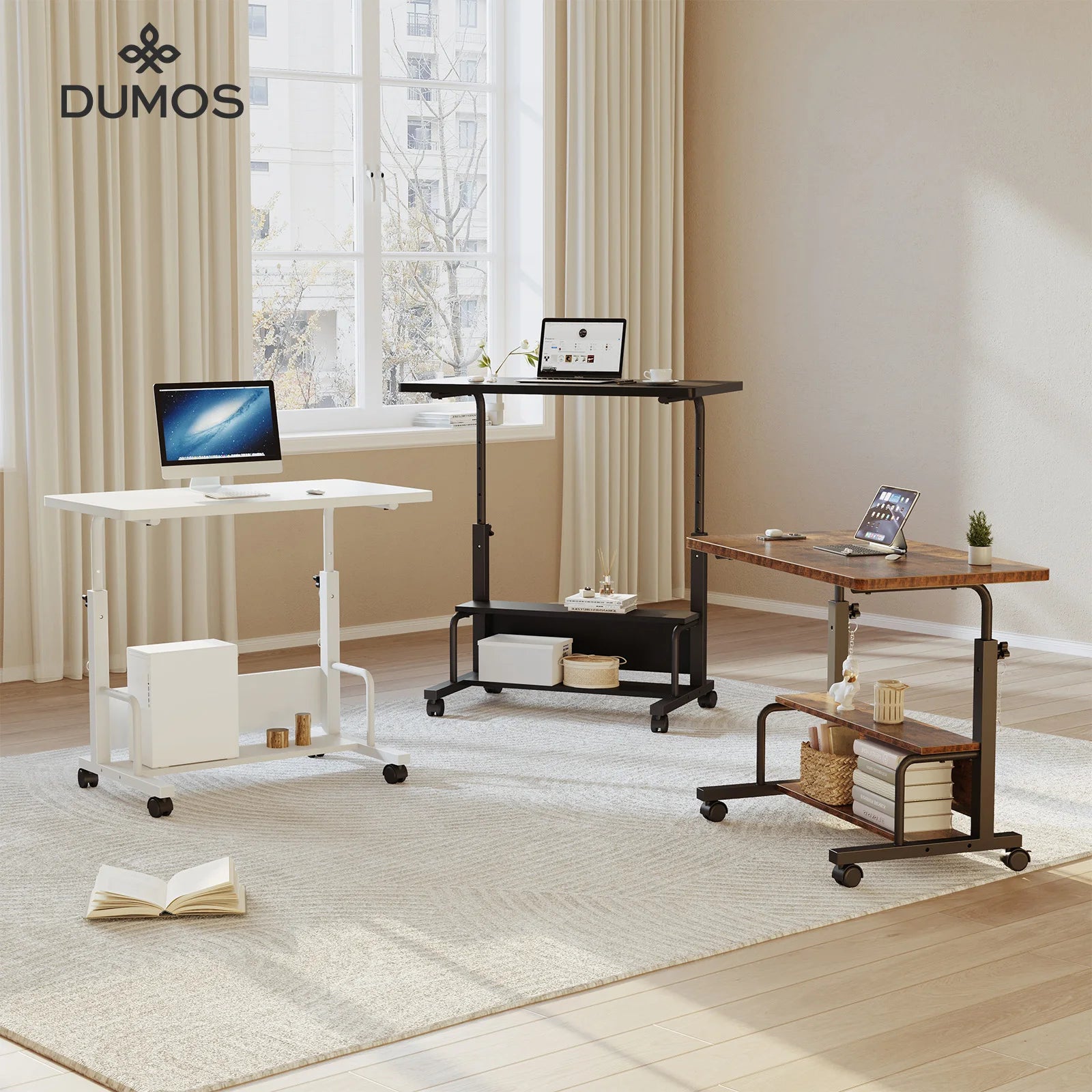 Adjustable Height Mobile Standing Desk with Wheels 31.5 Inch