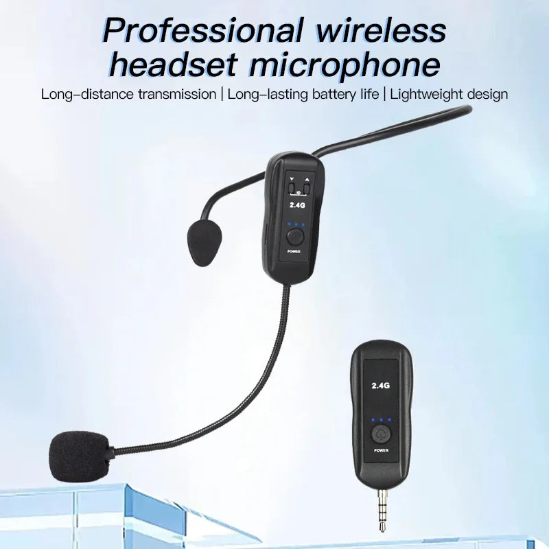 2.4G trådløs mikrofon til stemmeforstærker, headset med high fidelity, smart støjreduktion, plug and play, til karaokehøjttaler og mikrofon