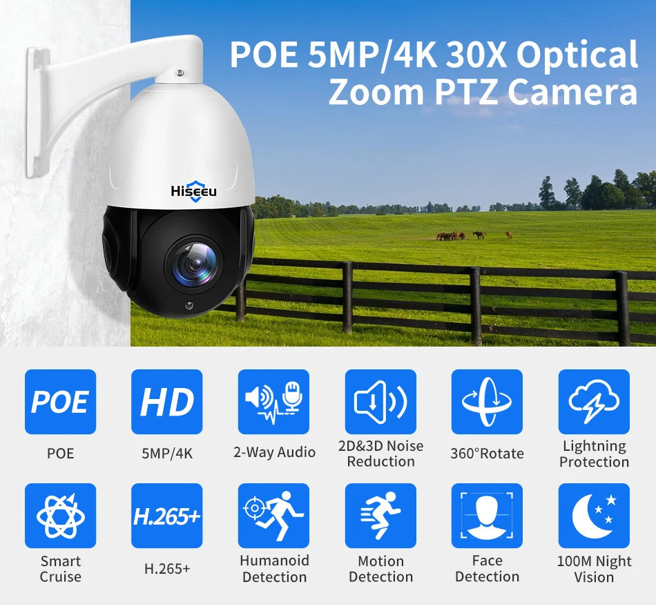 8MP PTZ PoE Outdoor Dome Camera 30X Optical Zoom