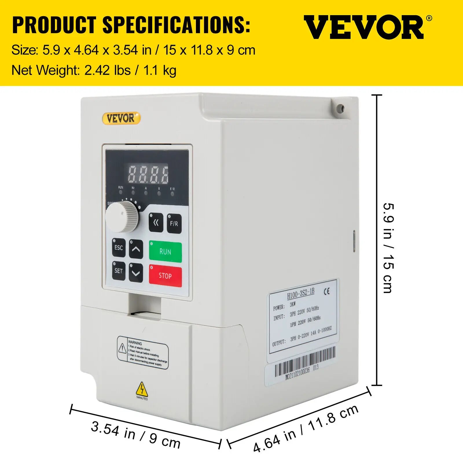 Variable Frequency Drive 2.2–7.5KW VFD Inverter CNC Motor Controller 110V/220V