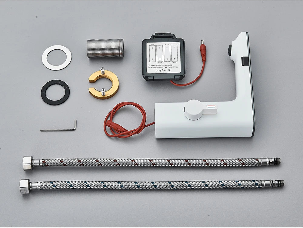 White Smart Sensor Basin Faucet Screen Digital Display Hot Cold Water Mixer Tap Touchless Vanity Sink Faucet For Bathroom