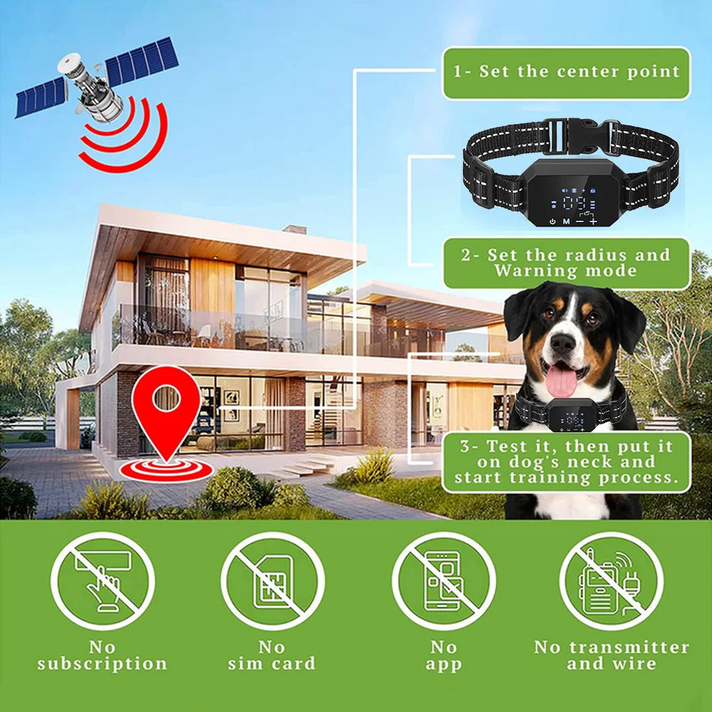 GPS Wireless Dog Fence Collar with 100–3300 ft Adjustable Range