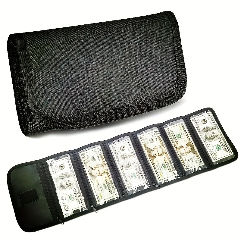 Organizer per contanti con sei tasche con cerniera