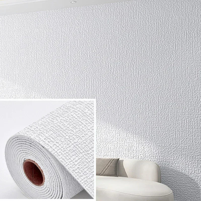 3D Self-Adhesive Linen Wallpaper Continuous Waterproof Wall Stickers Living Room Bedroom Kitchen Cabinet Waterproof Wall Sticker