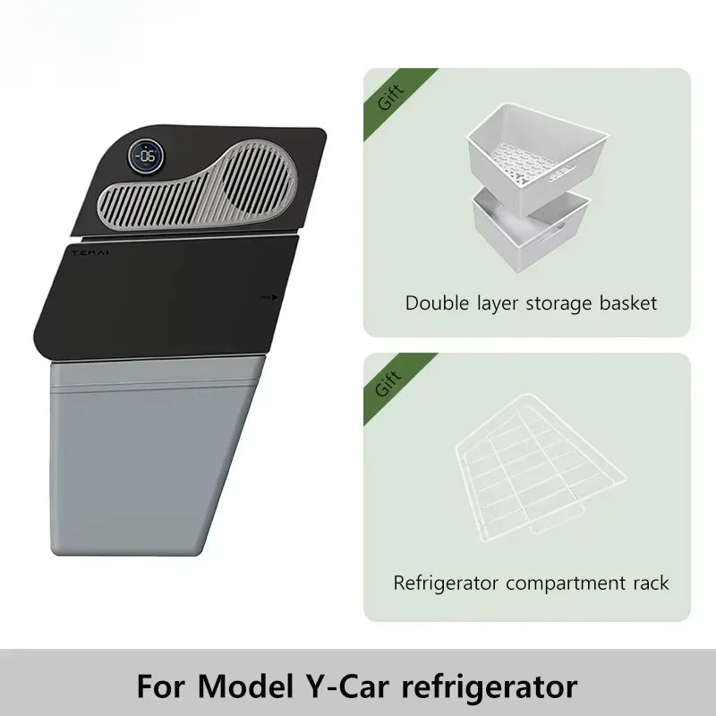 For Tesla Model Y 2021-2026 (Juniper)16L Compressor Fridge,Refrigerant & Bluetooth-Not for Berlin Factory Juniper 7-Seat Camping