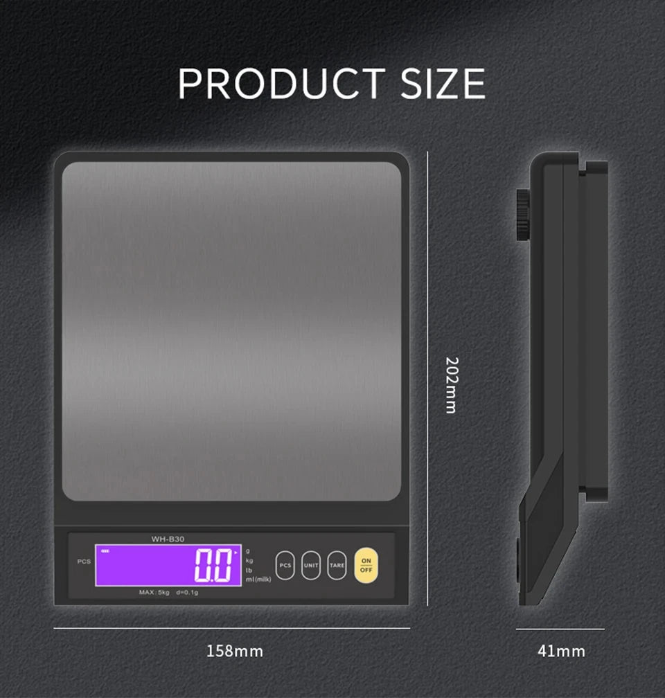 USB-Rechargeable Digital Kitchen Scale - Capacity Options