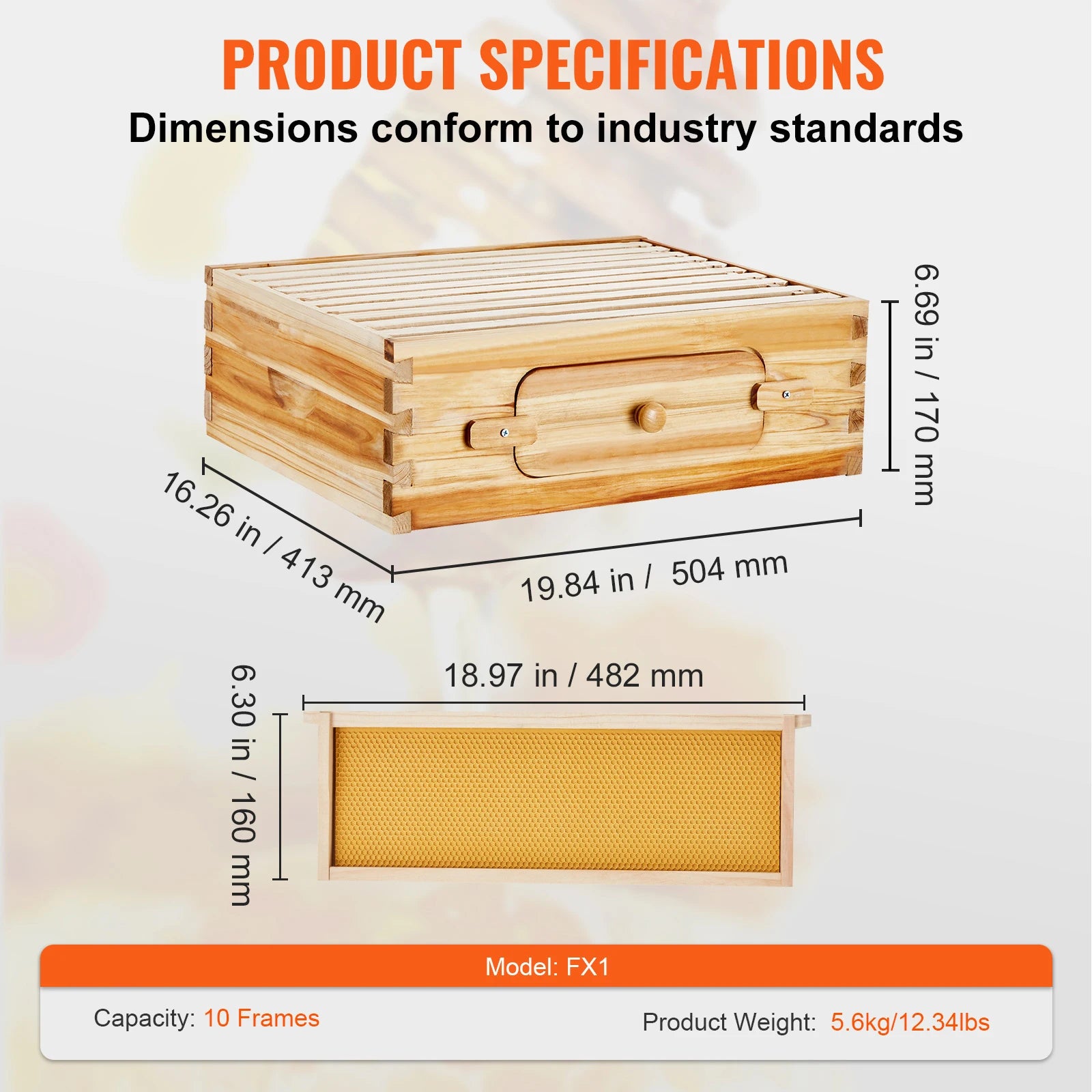 Kit di avviamento SucceBuy Bee Hive Deep Box 100% rivestito di cera d'api Naturale in legno di cedro Langstrothabox Beehive Kit in acrilico trasparente