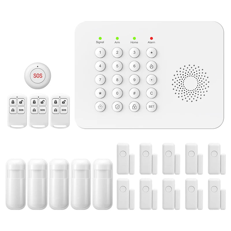 PGST 4G WiFi Home Burglar Anti Theft Security Alarm Complete Kit Works with Tuya Works with Smart Life Smart App Remote Control Wireless Sensor Combination Standby Power Backup Alarm System Apartment Villa Store Warehouse Eur