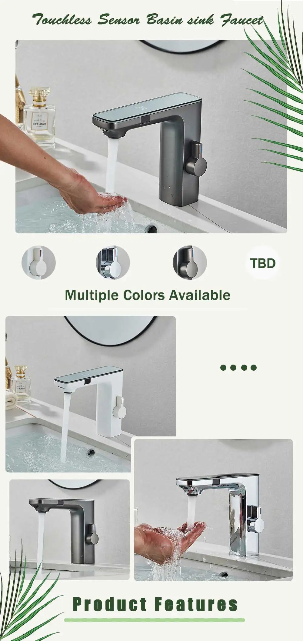 Akıllı Ekranlı Temassız Sensörlü Lavabo Musluğu