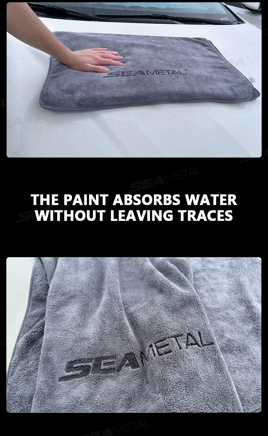 Serviette de lavage de voiture en microfibre 160×60 cm Chiffon de séchage double face