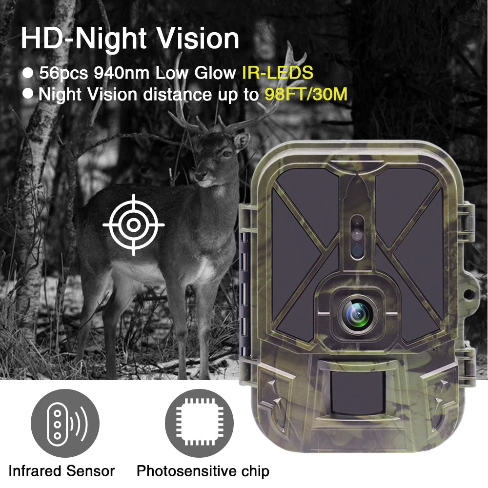 4K 30MP Live Stream WiFi Trail Camera APP Bluetooth Hunting Cameras With 10000mAh Li-Battery Night Vision WiFi940PROLI