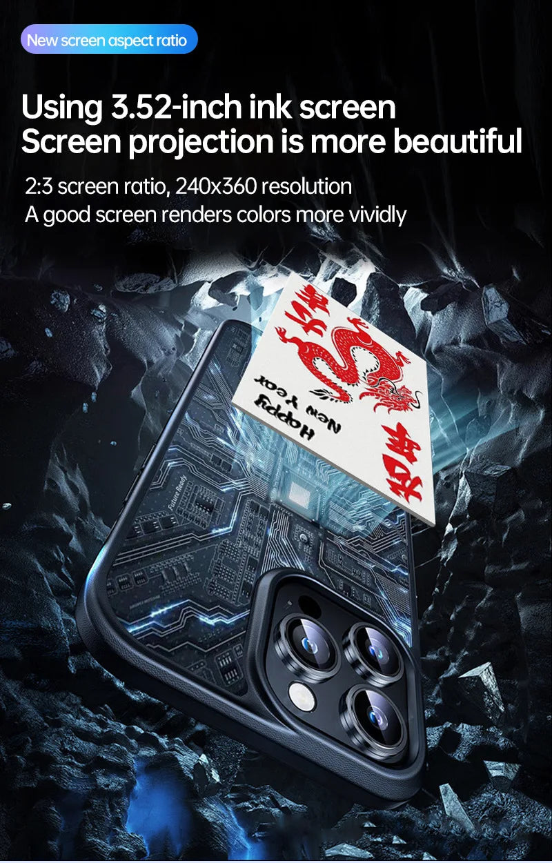 E-lnk NFC 3.7 Inches Screen Display Mob For IPhone 13 14 15 16 Wireless Transmission Screen Projection Phone Case