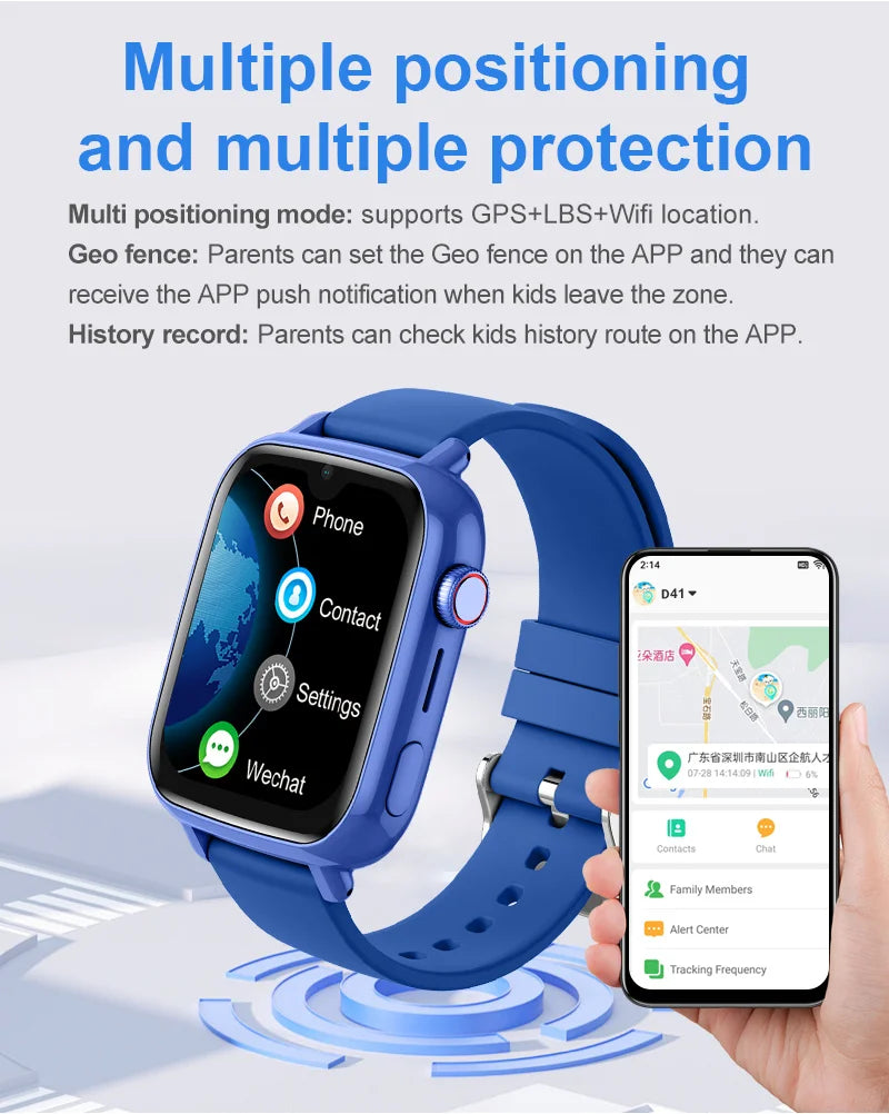 4G детски GPS смарт часовник с видео разговор, SOS, камера, WiFi и приложение за изтегляне