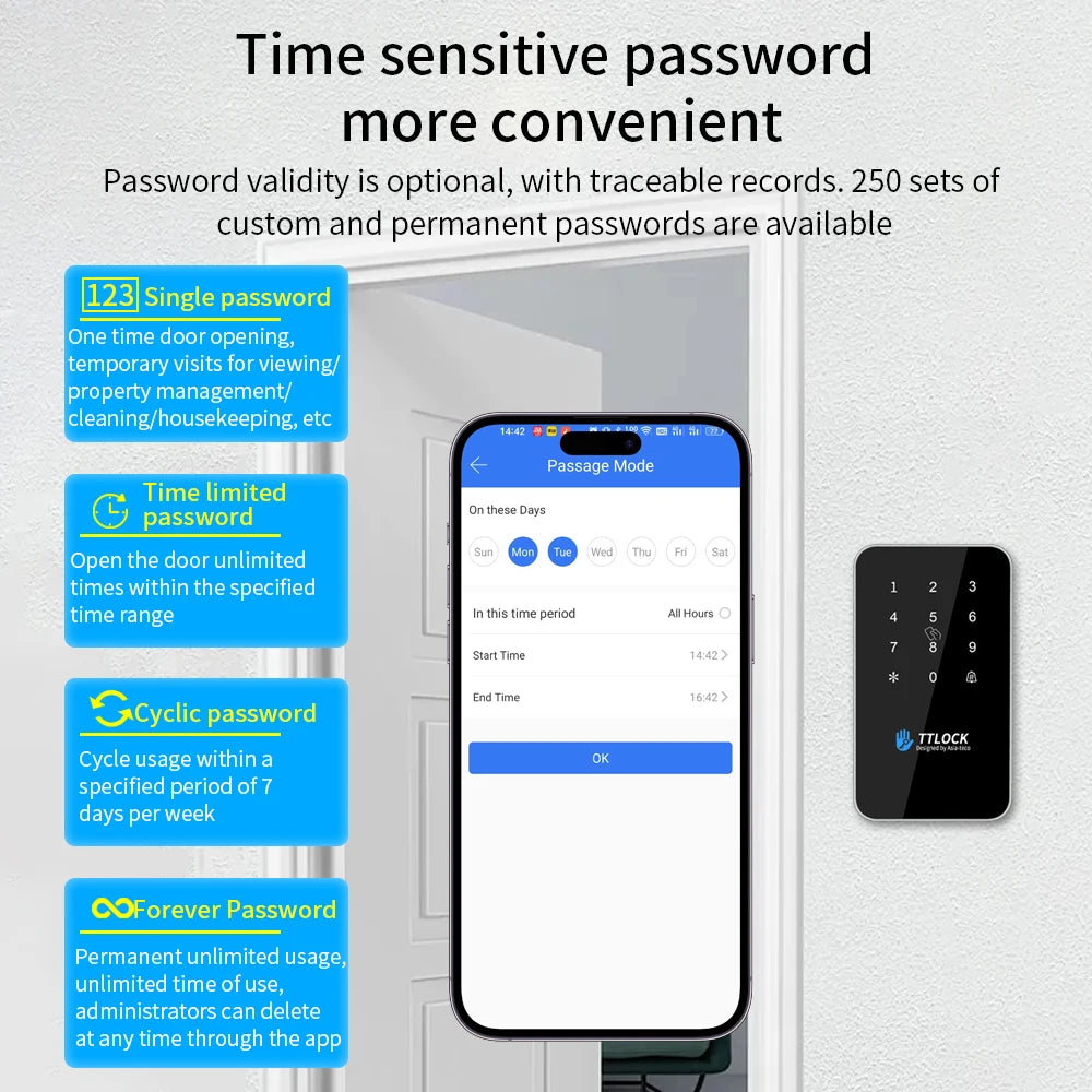 BSTUOKEY Étanche IP67 Serrure intelligente TTlock Contrôle d’accès Clavier Extérieur Empreinte Digitale Mot de passe Bluetooth 13.56MHz Carte App Déverrouiller