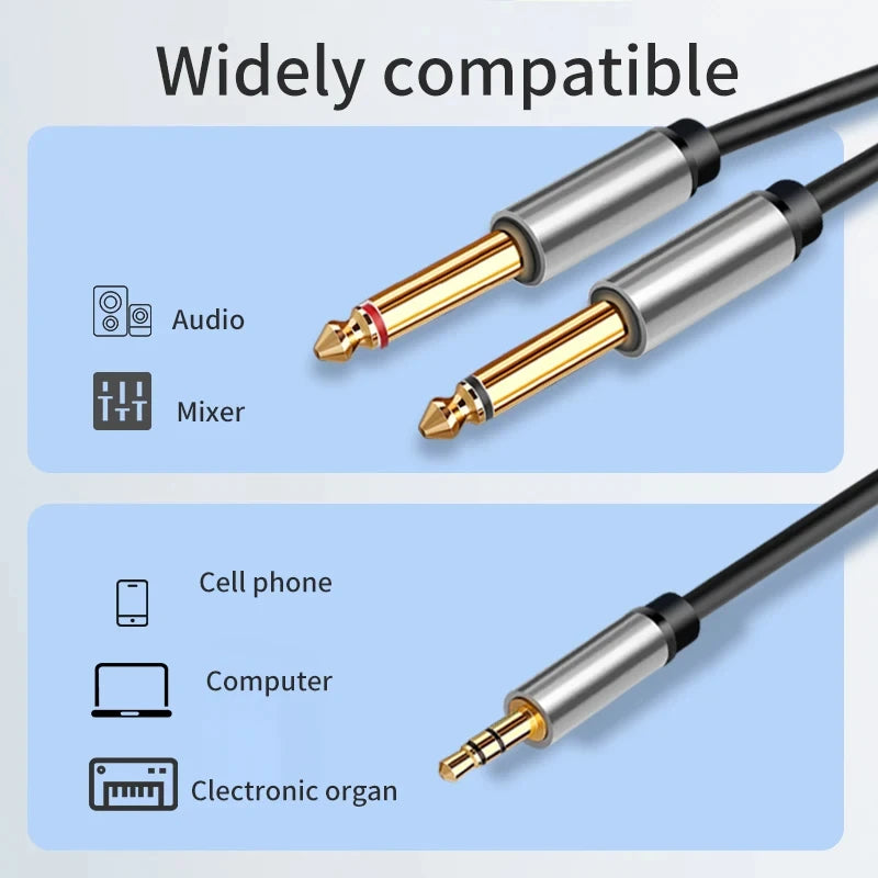 3.5 mm to Dual 6.35 mm Audio Breakout Cable