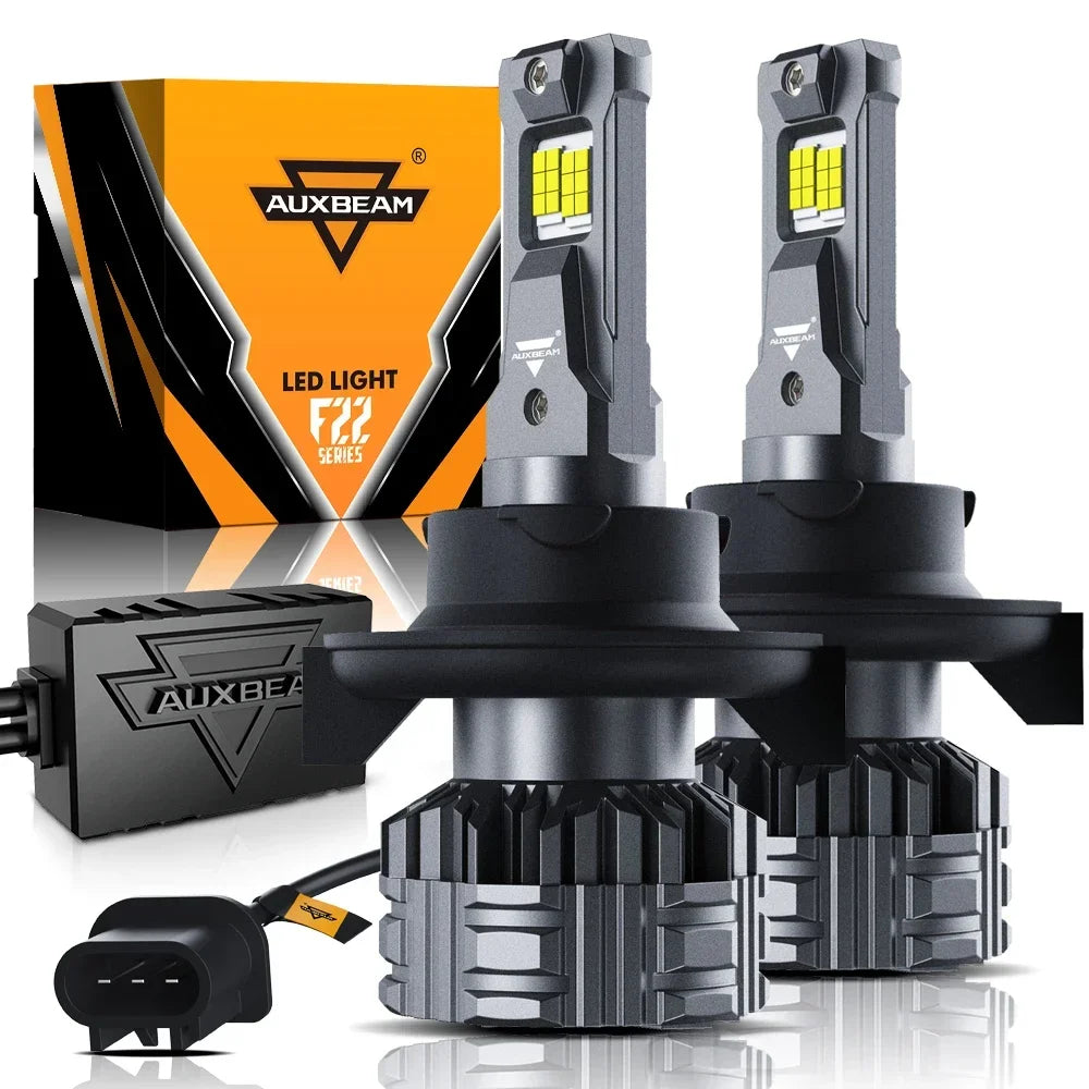 AUXBEAM 110W LED Headlight Bulbs H4 H7 H11 9005 9006 9007 LED Bulbs BUILT-IN CAN-Bus HIGH BRIGHTNESS 24000LM 6500K F22 SERIES