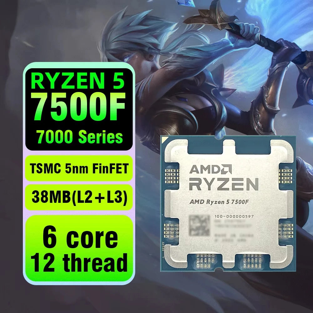AMD Ryzen 5 7500F Processor 6‑Core AM5 Desktop CPU