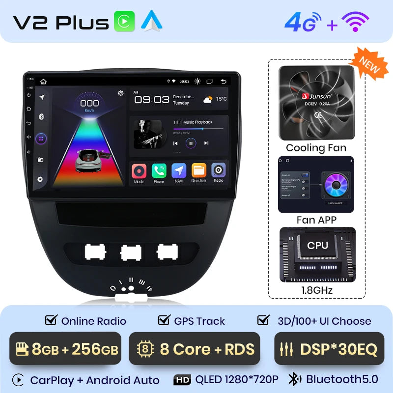 Junsun V1 Plus Car Radio with Wireless CarPlay & Android Auto
