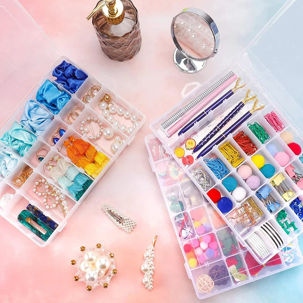 24/36 Transparent Plastic Box Jewelry Box Beaded Components Fishing Gear Box Hardware Tools Packaging Storage Box