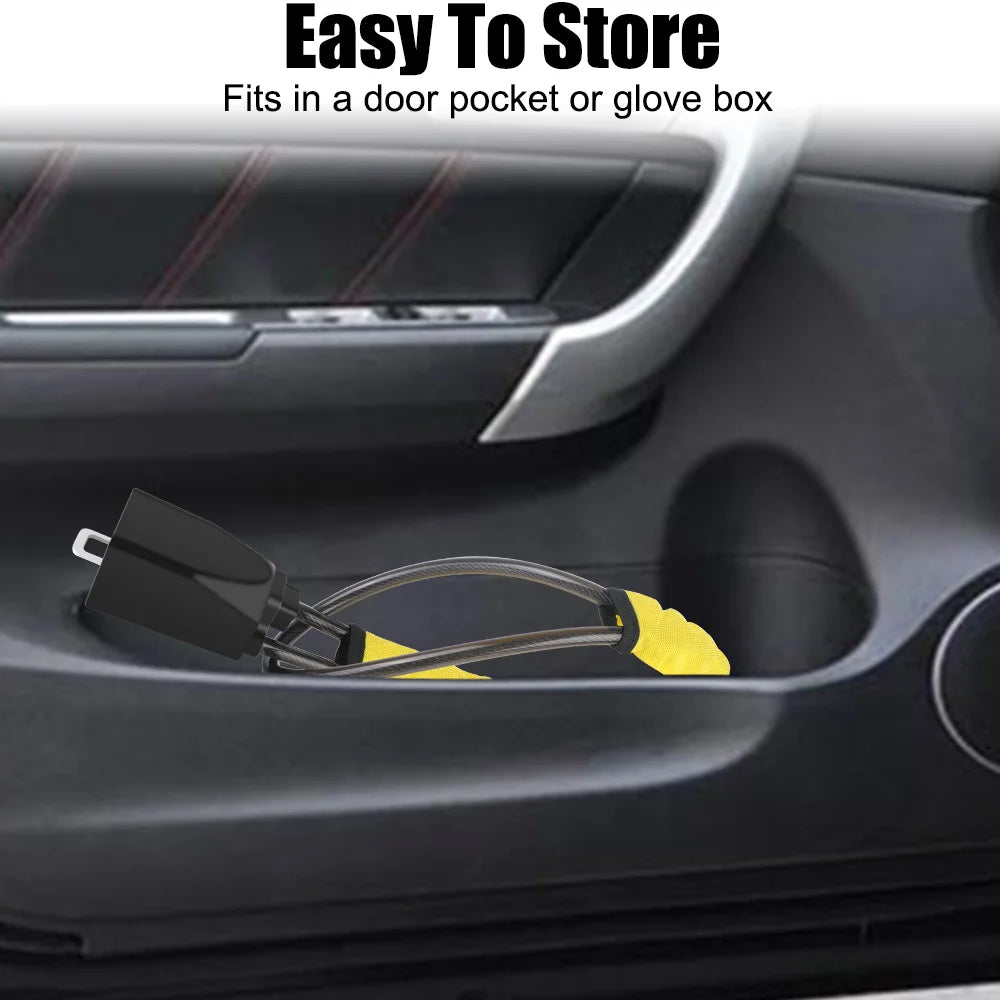 SEAMETAL Car Steering Wheel Lock Universal Antitheft Device Auto Seat Belt Buckle Lock Rope Steel Cable for Car Truck SUV Van RV