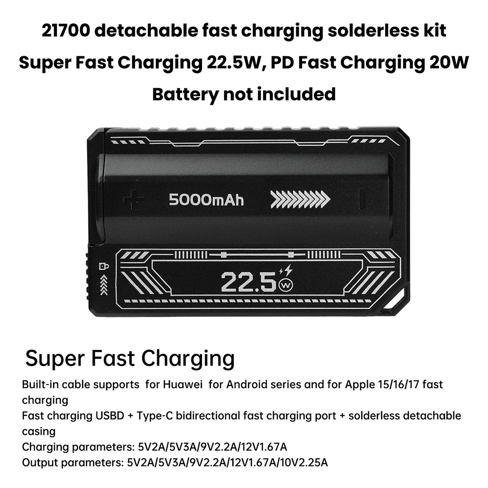 DIY 21700 Power Bank Case with USB-C Cable