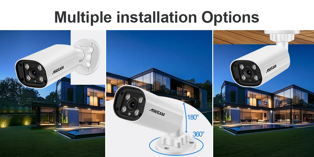 8MP 4K PoE IP Security Camera with Audio, Motion Detection, Color Night Vision, IP67
