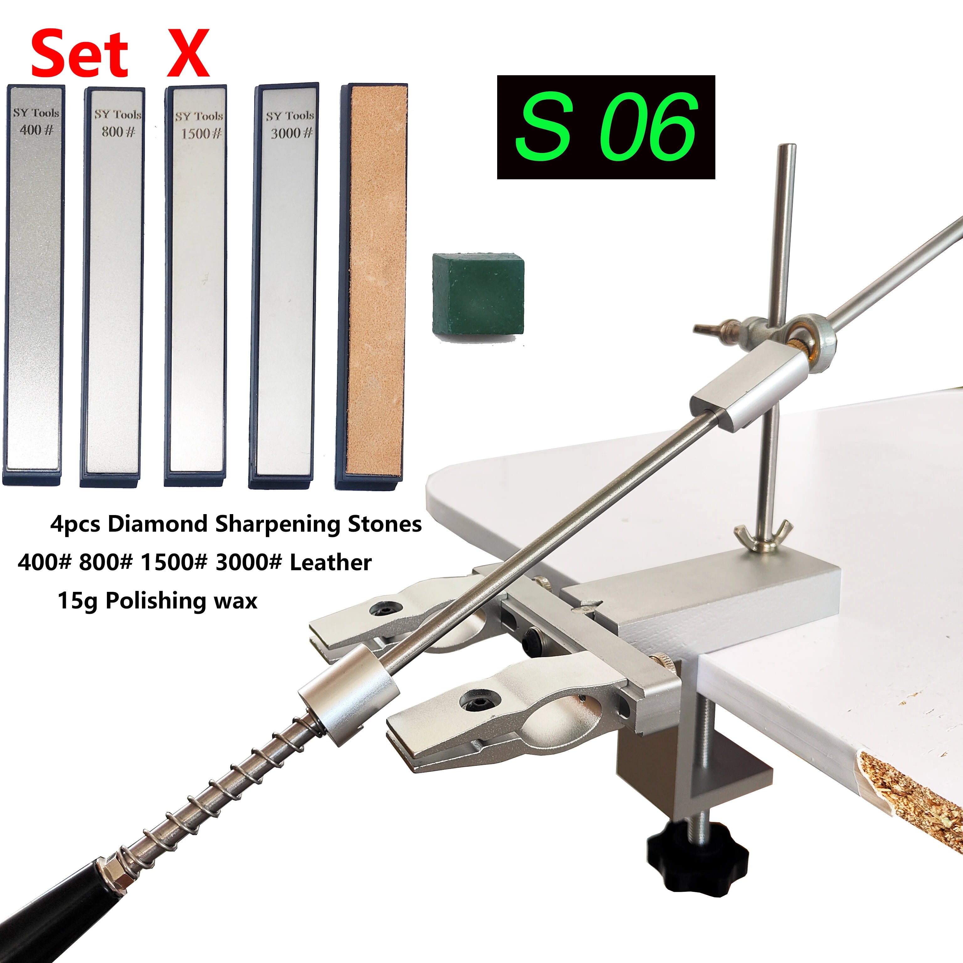 S09 New Design Professional Fixed Angle Apex Knife Sharpener Kitchen Knife tools Knife Sharpening System with diamond stones Set