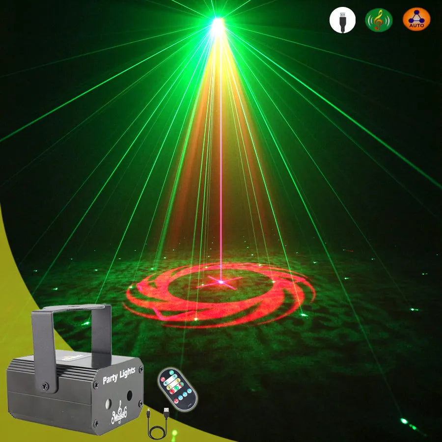 MINI 32 Patterns RG Laser Projector Party Light DJ Dance Disco Bar Family Christmas Effect Stage Lamp Show Y11