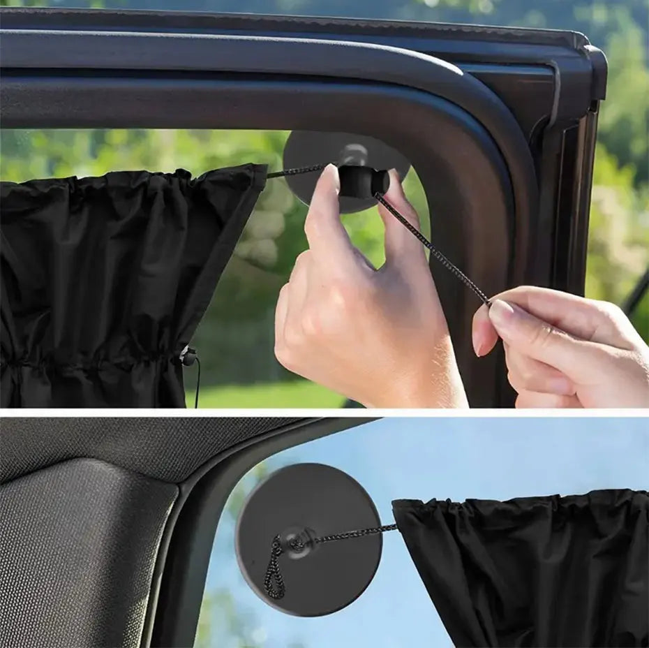 SEAMETAL 2Pcs Car Sun Shade Curtains Side Window Sunshade Summer Sun Protection 95% Light/UV Blocking Auto Privacy Blind Curtain
